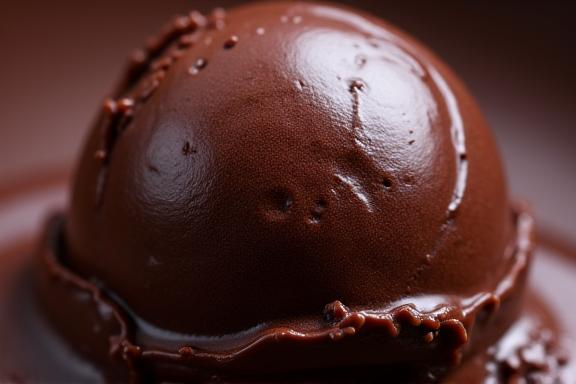A close-up of dark, rich chocolate gelato.