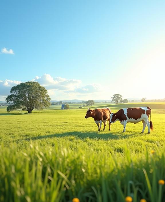 A sunny day at a local West Australian dairy farm with cows in a pasture.